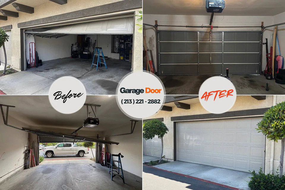 Before and after: garage door repair Fobes Hill, WA
